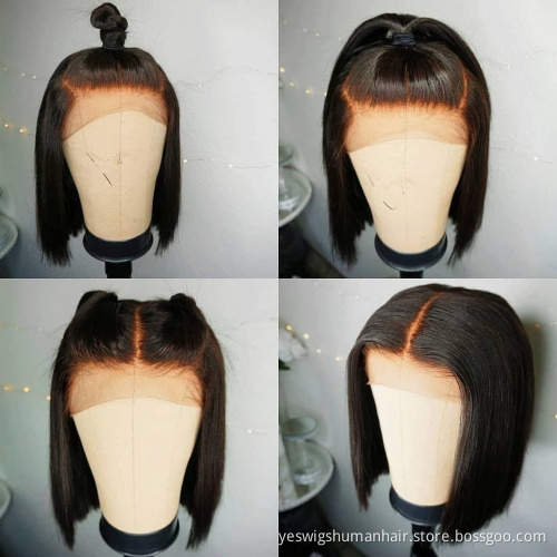 Cheap Raw Peruvian Virgin Straight Human Hair Bob Wigs Natural Human Hair Hd Full Transparent Lace Front Wig Human Hair Vendor